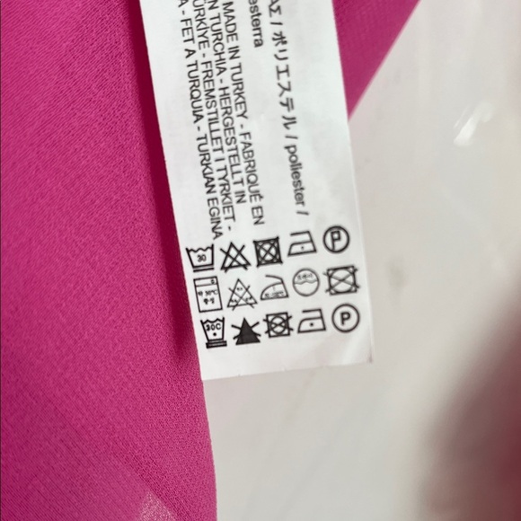 Zara Fuchsia Ruffle Sleeve Blouse Mandarin Collar, Size M - Picture 11 of 11